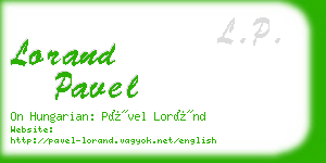 lorand pavel business card